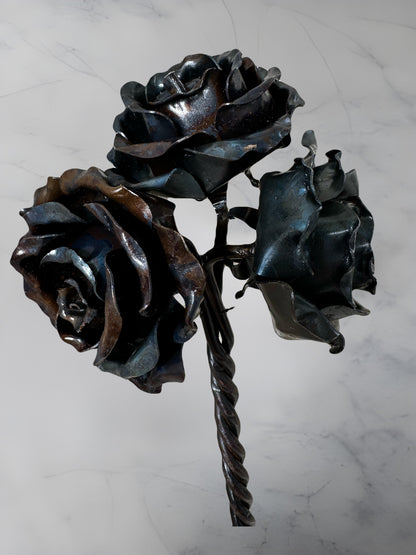 Triple Steel Rose Bunch